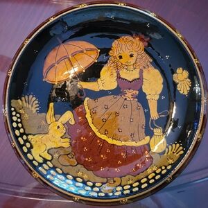 VTG Large Reber Swiss Folk Art Hand-Painted Wall Hanging Plate -11in"- Signed-fm